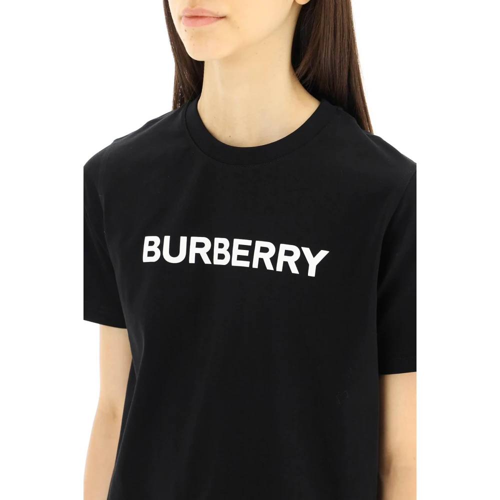 Burberry Logo Print Biologisch Katoenen T-Shirt Black Dames