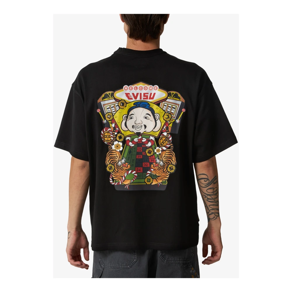 Evisu Zwart Katoen Regular Fit T-Shirt Black Heren