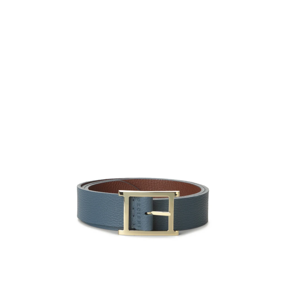 Orciani Marine Sigaro Omkeerbare Leren Riem Blue Heren