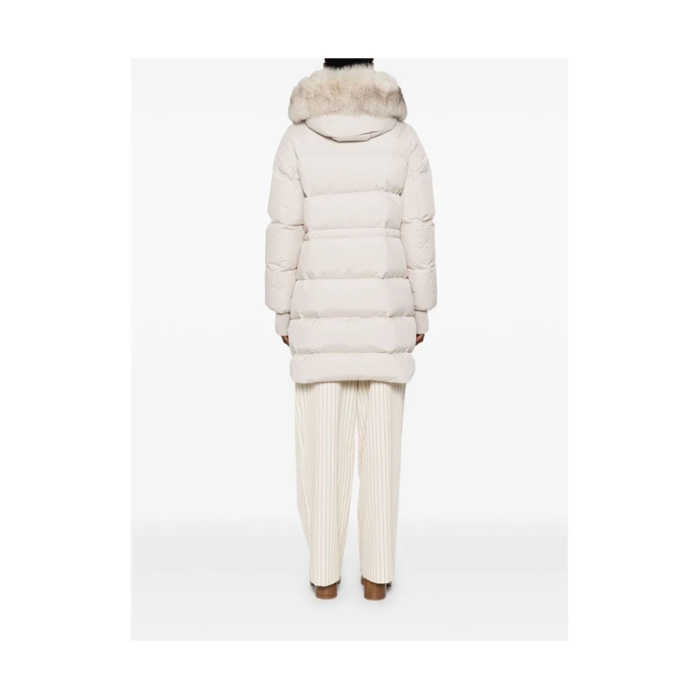 Moorer Beige Gewatteerde Jas met Bontafwerking Beige Dames