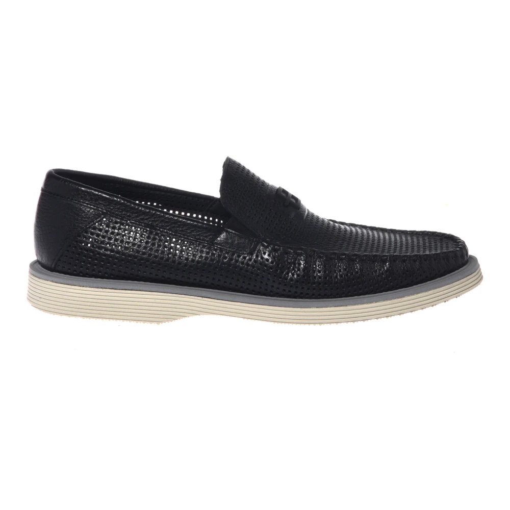 Baldinini - Mocasín De Cuero Abatanado Perforado - Shoes - Hombre - Negro - 43 Eu