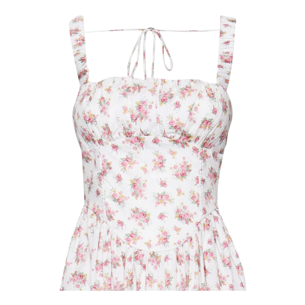 For Love & Lemons Witte en Roze Lange Maxi Jurk Multicolor Dames