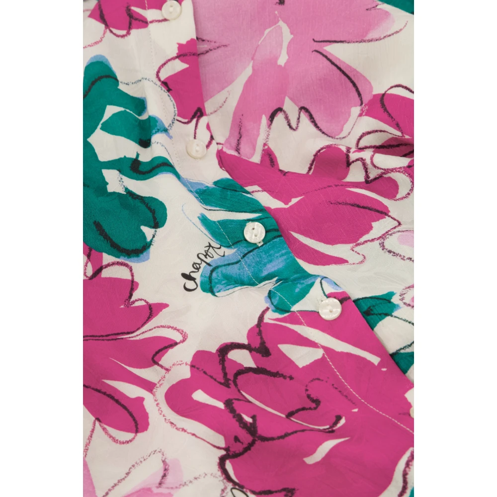 Fabienne Chapot Groen Roze Bloemen Oversized Blouse Multicolor Dames