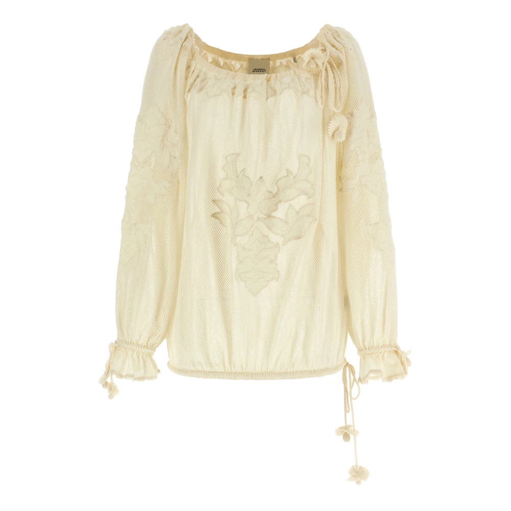 Isabel Marant Women's Beige Blouses, Xs, Dalyna Cotton Mesh Blouse