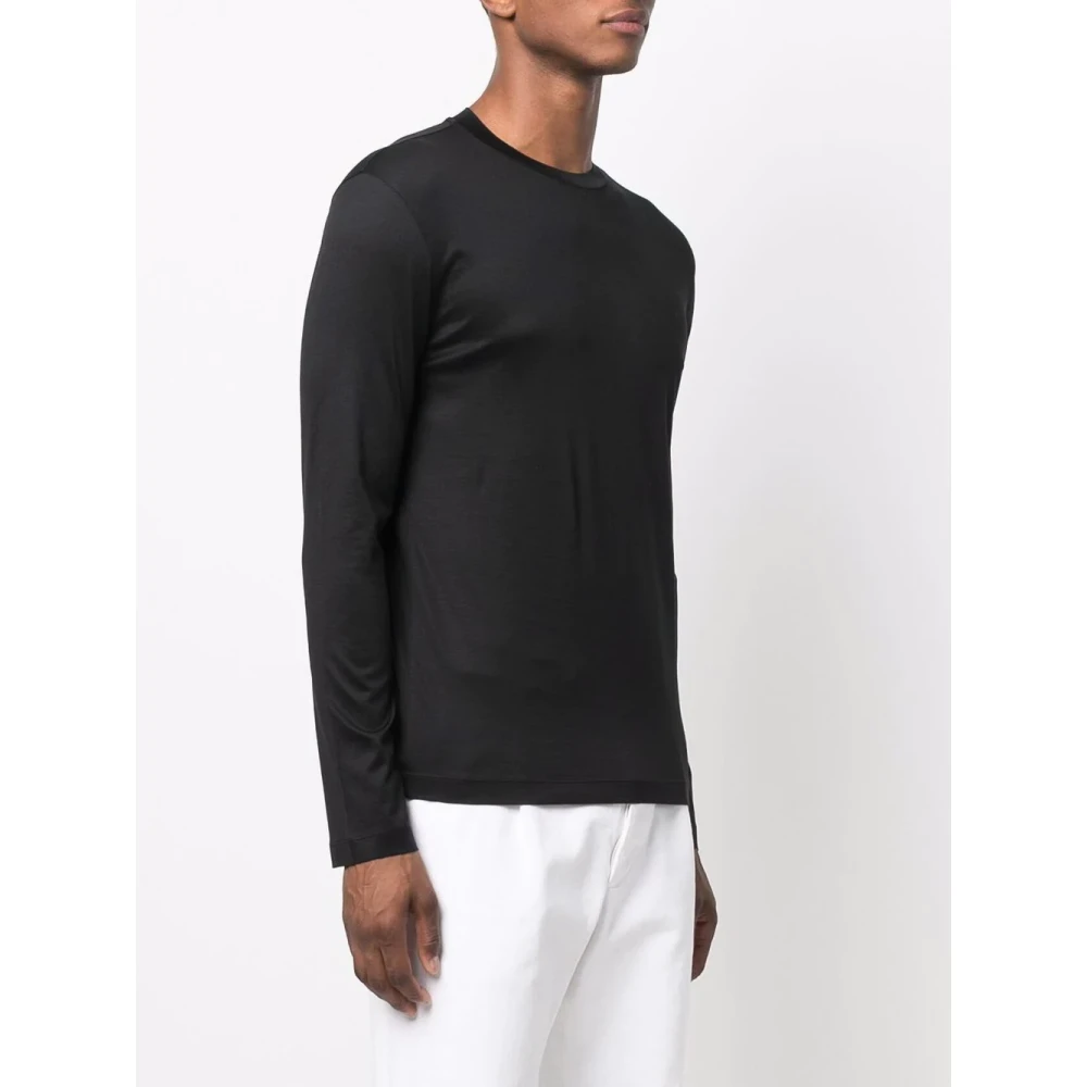 Emporio Armani Lange mouwen T-shirt van Lyocell Katoen Black Heren