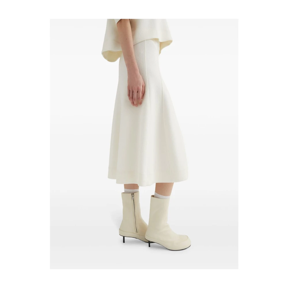 Jil Sander Witte Gepaneelde Uitlopende Rok White Dames
