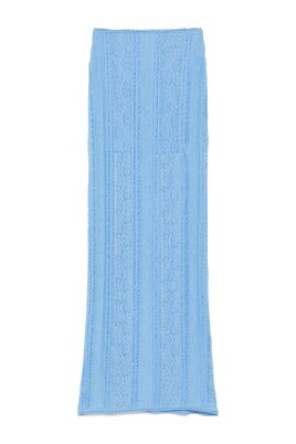blue-lace-panel-elastic-waist-skirt