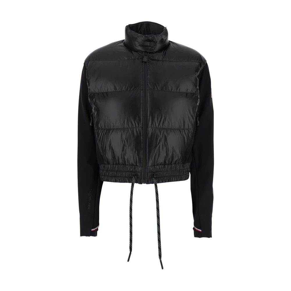 Moncler Zwarte Tech Fabric Jas met Logo Black Dames