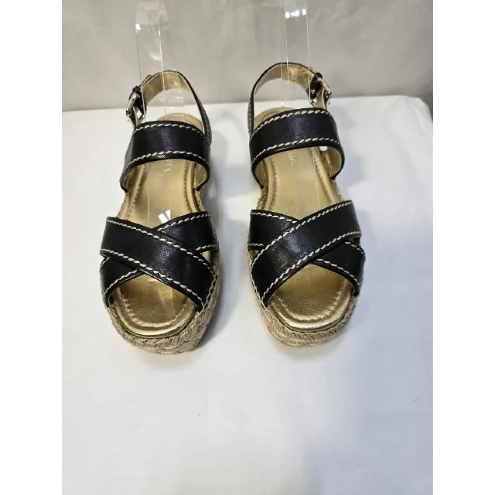 Prada Vintage Pre-owned Leather sandals Black Dames