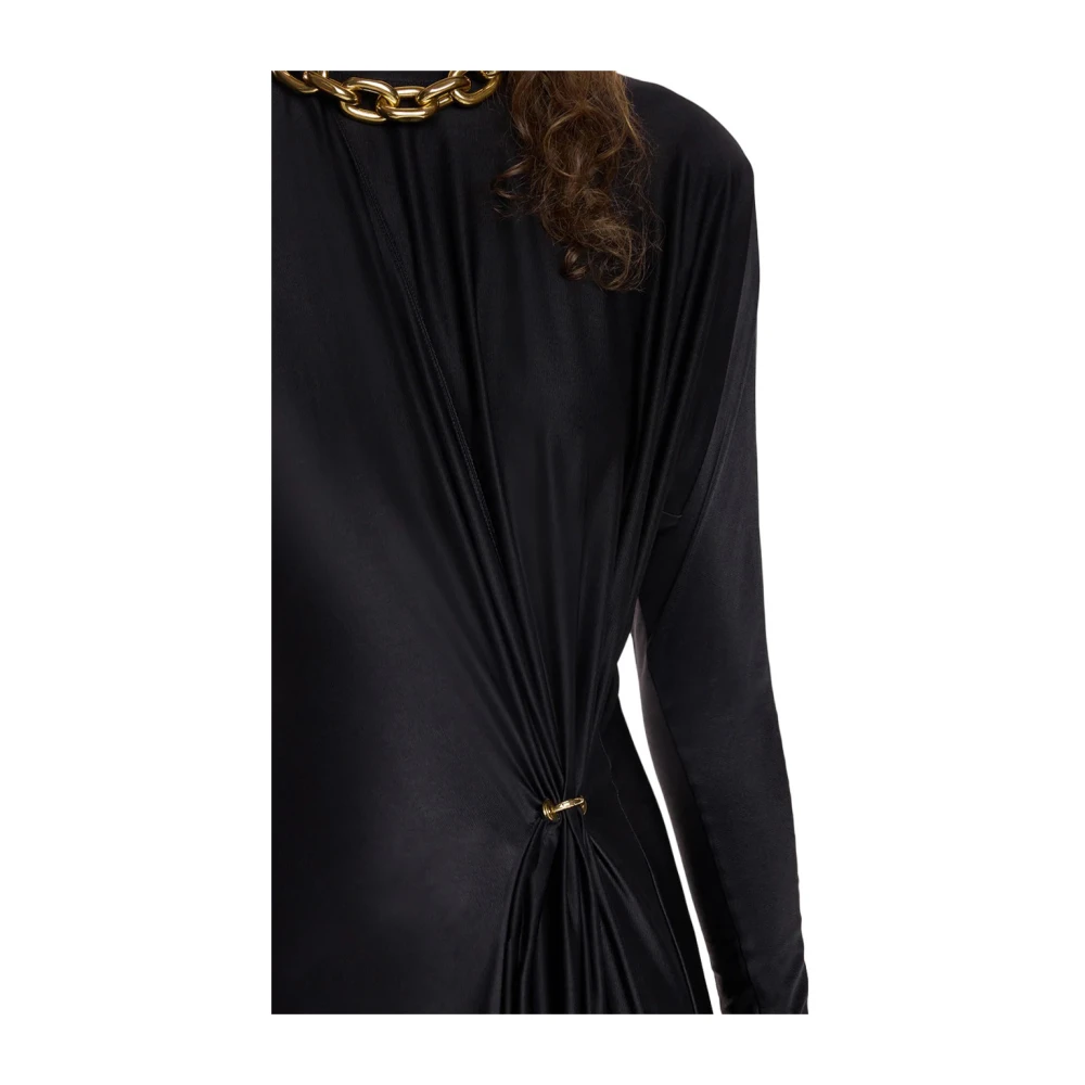 Paco Rabanne Elegante Lange Jurk met Gouden Ring Black Dames