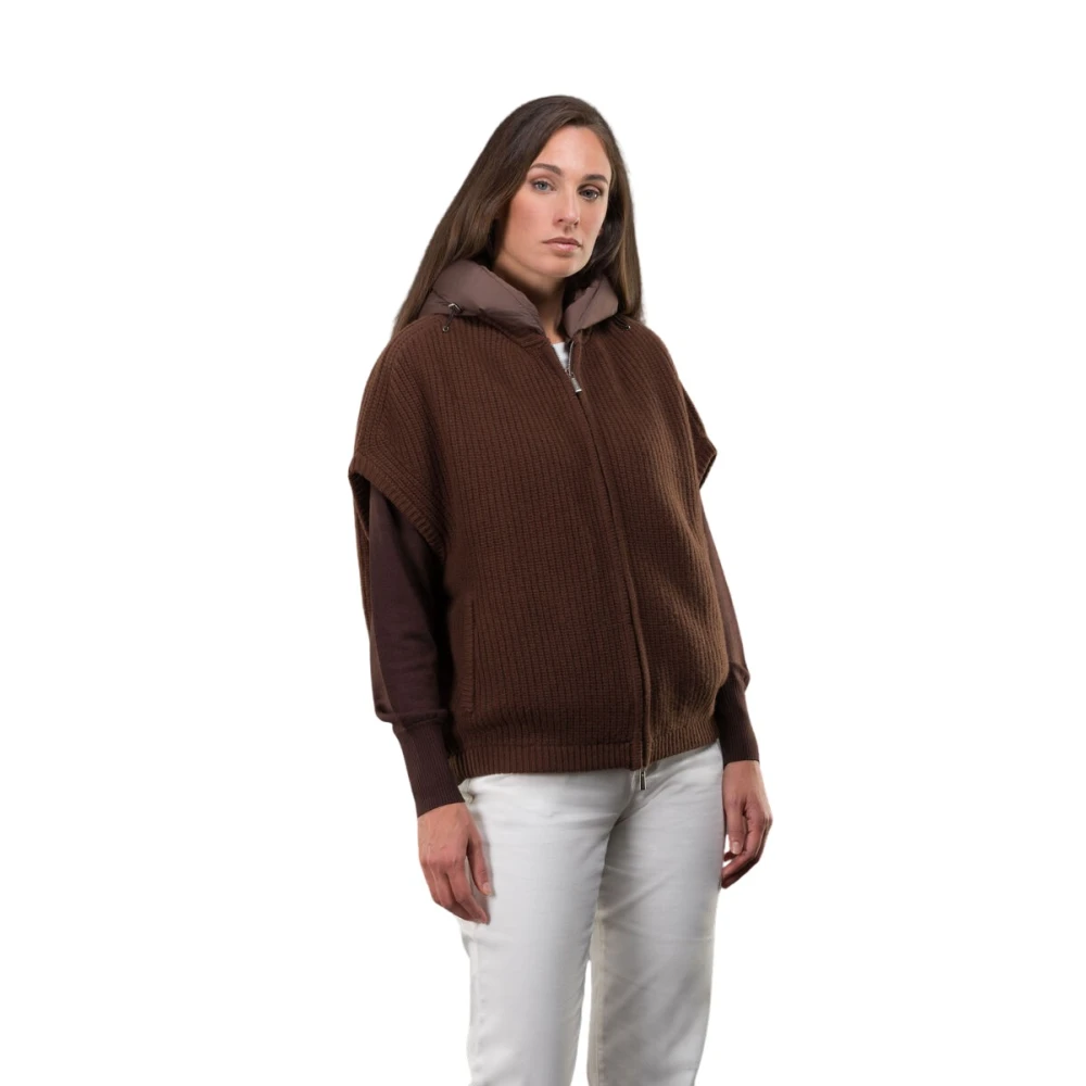 Moorer Women's Brown Cardigans, Xs, Amida-Ds3 Cape