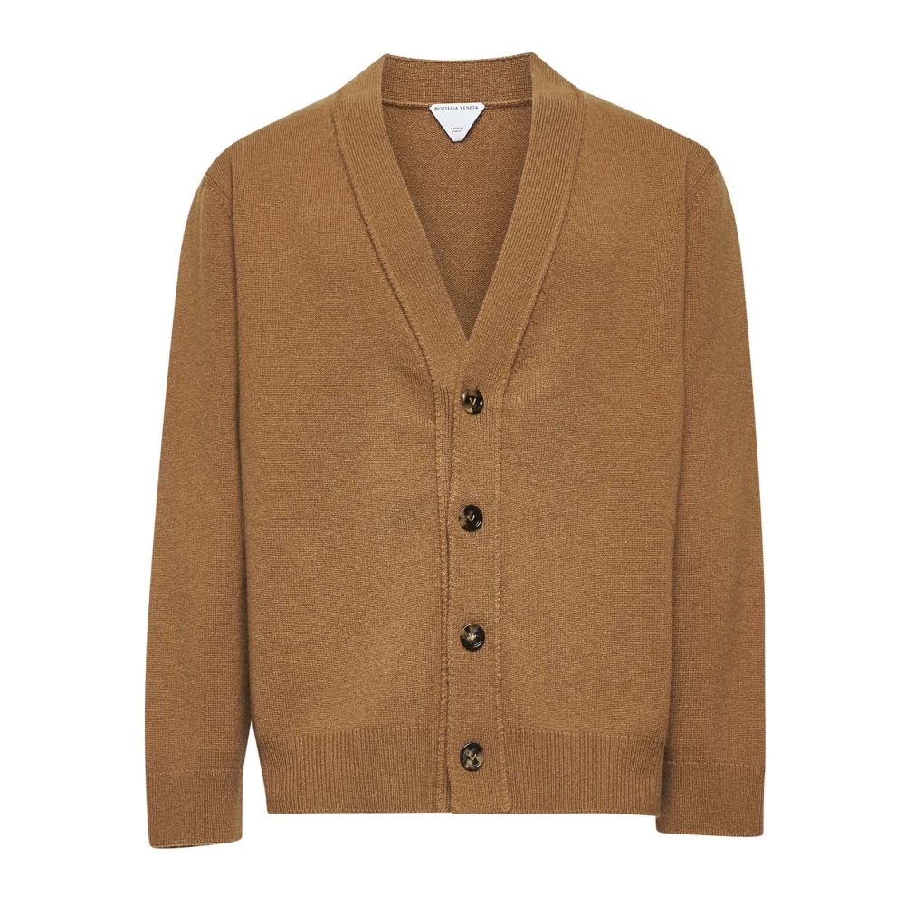 Bottega Veneta Men's Brown Cashmere Knitwear, Xl, Cashmere V-Neck Jumper