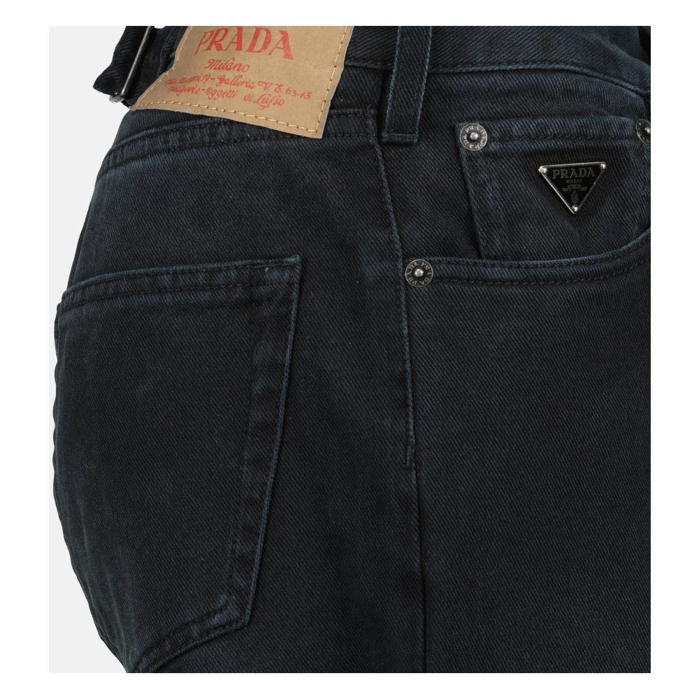 Prada Zwarte Gewassen Straight Leg Jeans Black Heren
