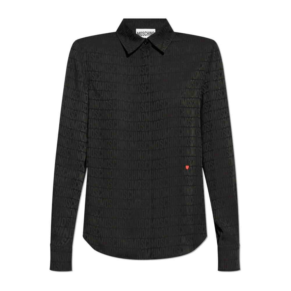 Moschino Shirt met logo Black Dames