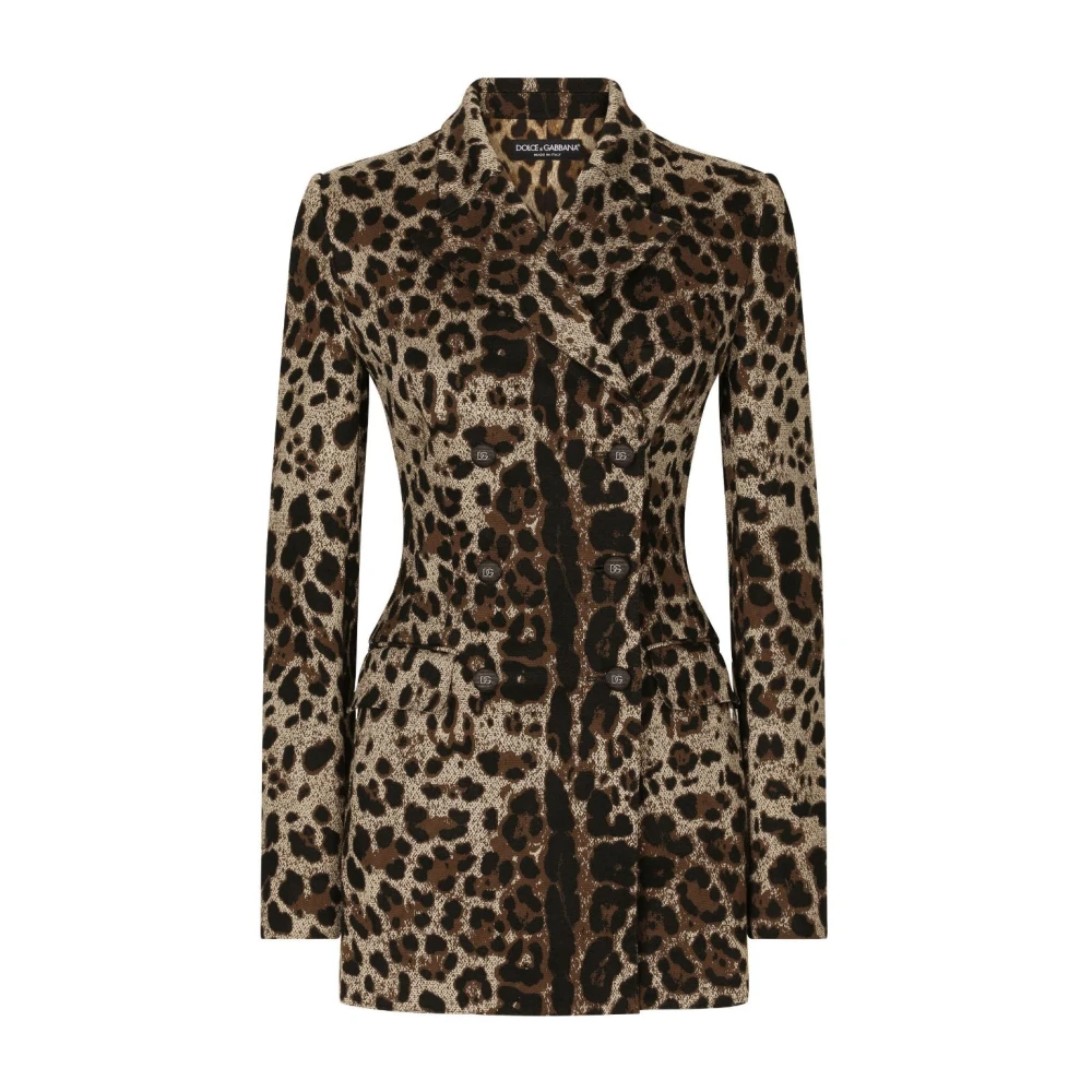 Dolce & Gabbana Double-breasted jacquard jas met dierenprint Multicolor Dames