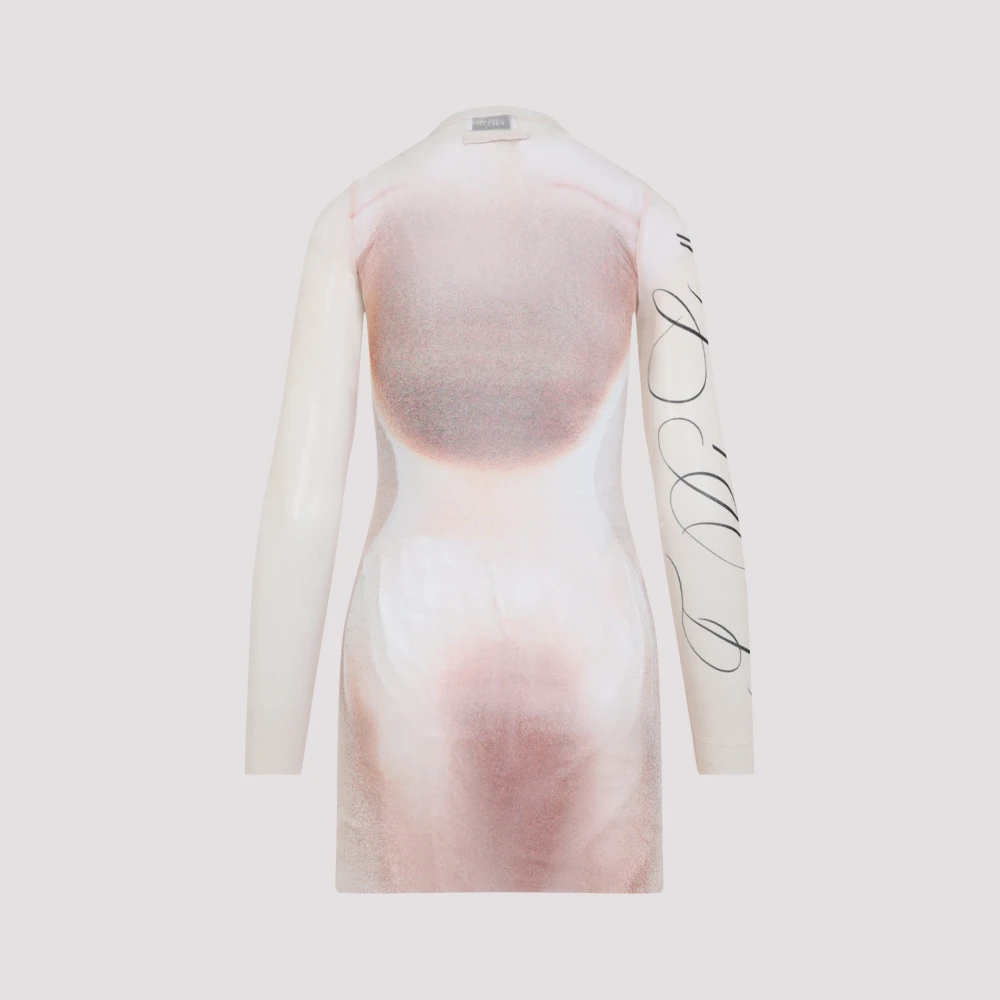 Jean Paul Gaultier Gedrukte Korte Jurk Lichtroze Pink Dames