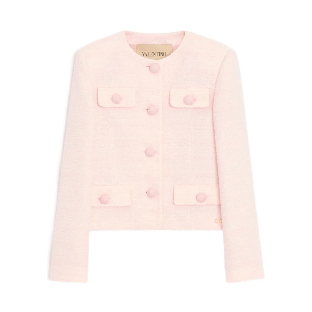 Valentino Garavani Pink Tweed Jackets, Female, Xs, Tweed Jacket