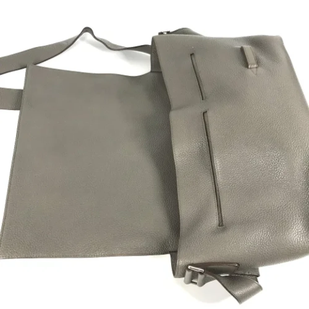 Hermès Vintage Pre-owned Leather crossbody-bags Gray Dames