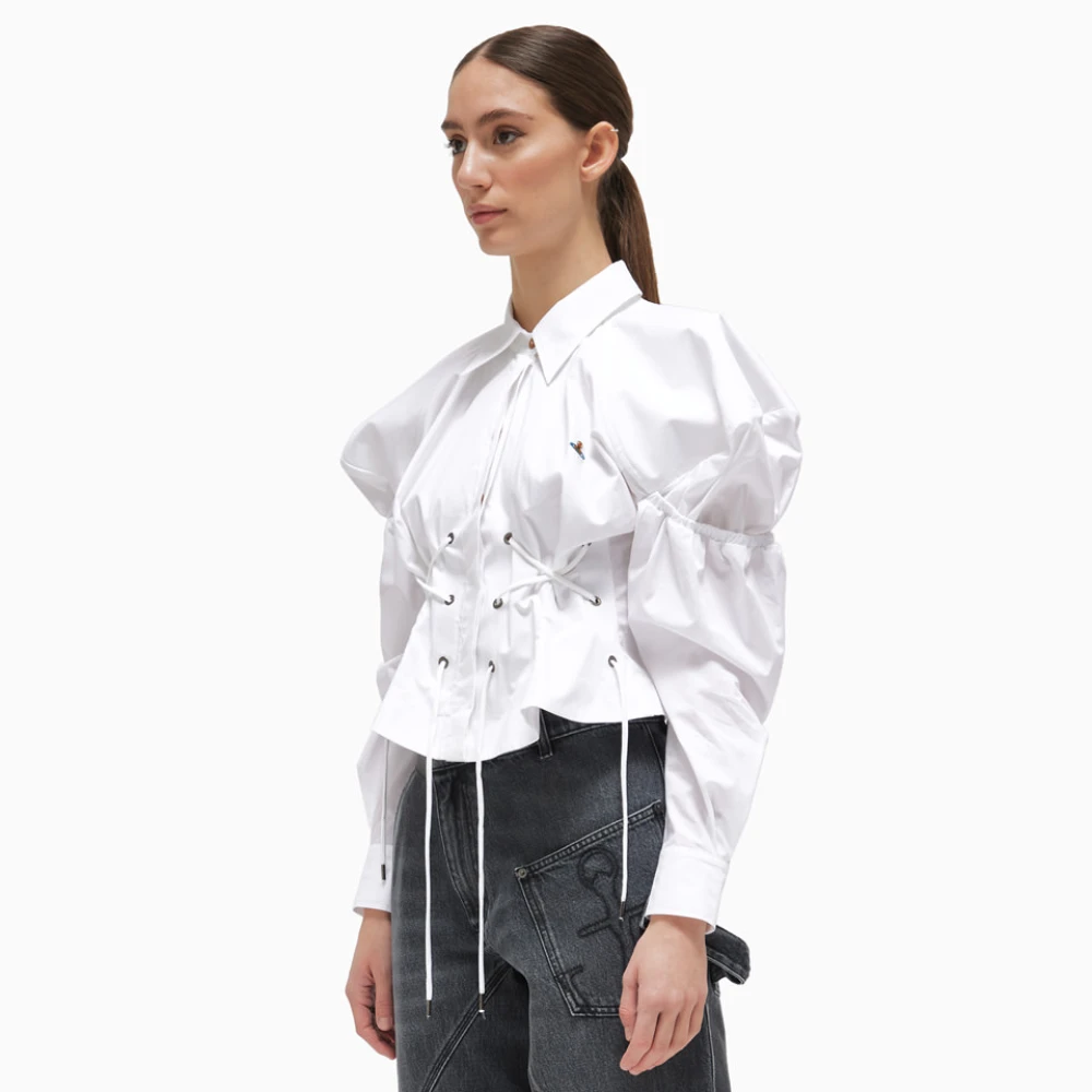 Vivienne Westwood Italiaans Katoenen Shirt met Pofmouwen White Dames
