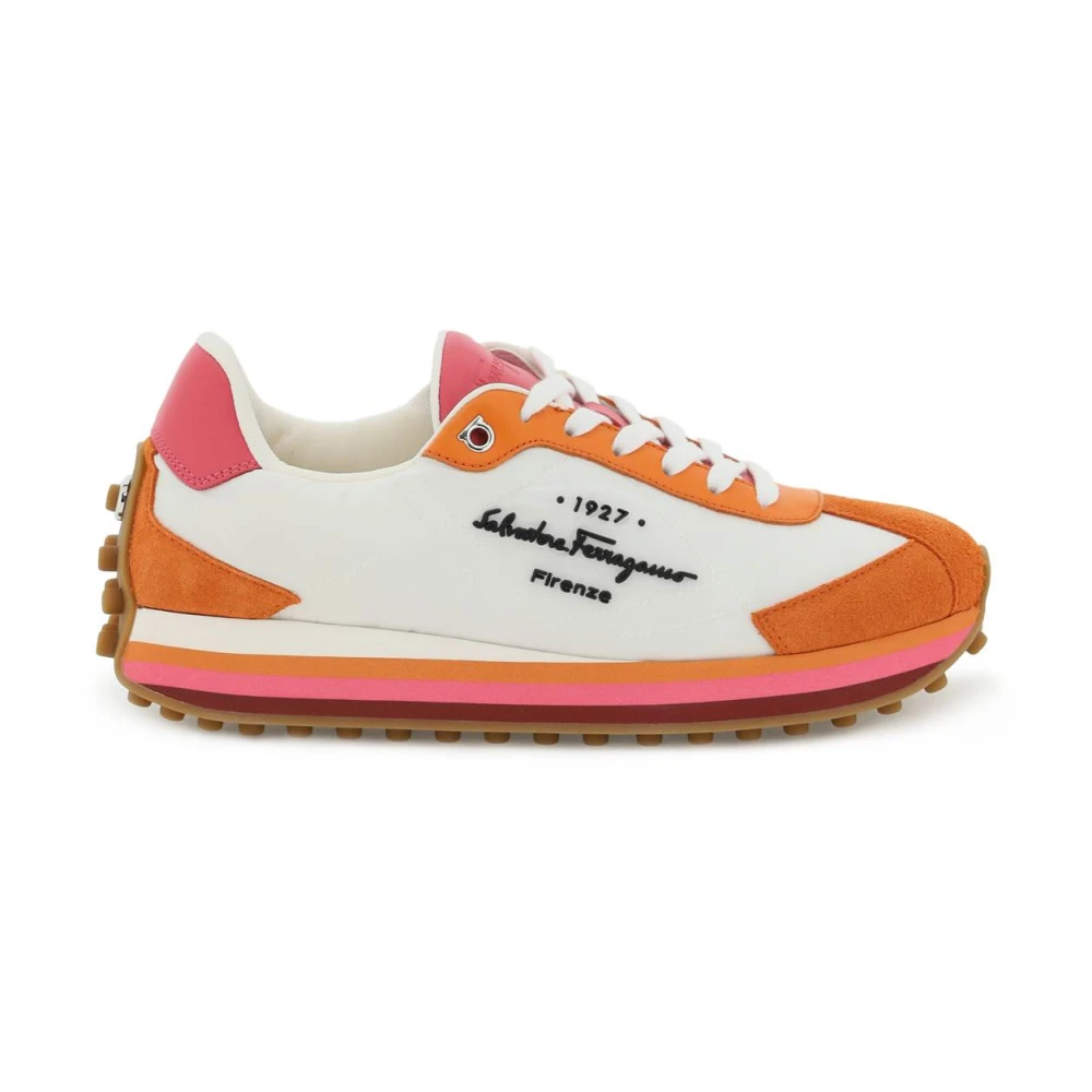 Salvatore Ferragamo Econyl Sneakers met leren inzetstukken Multicolor Dames