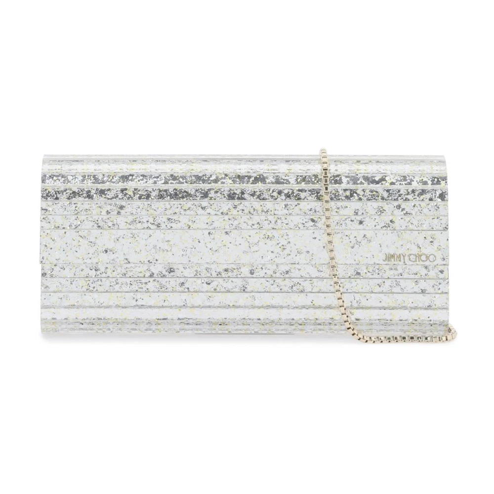 Jimmy Choo Glittered Sweetie Clutch Tas Gray Dames