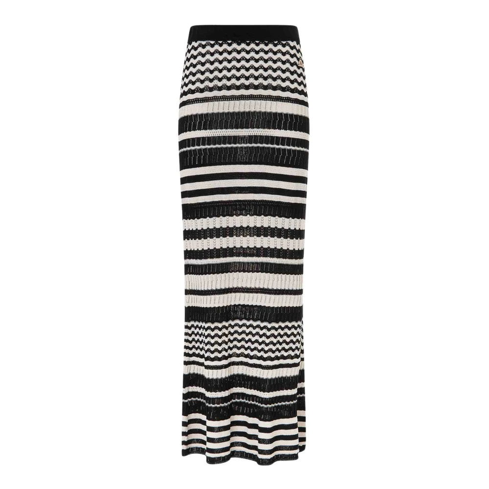 Akep Women's Multicolor Maxi Skirts, S, Long Striped Knit Skirt