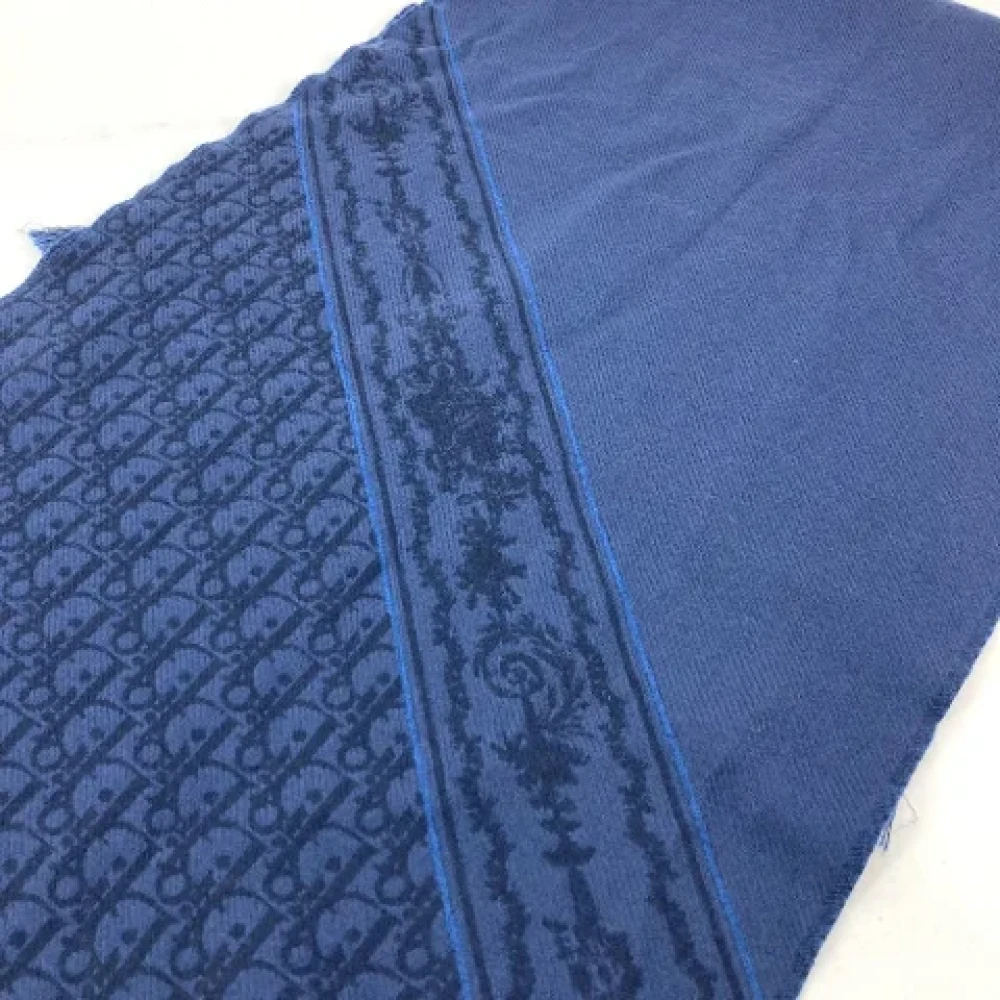 Dior Vintage Pre-owned Wool scarves Blue Dames