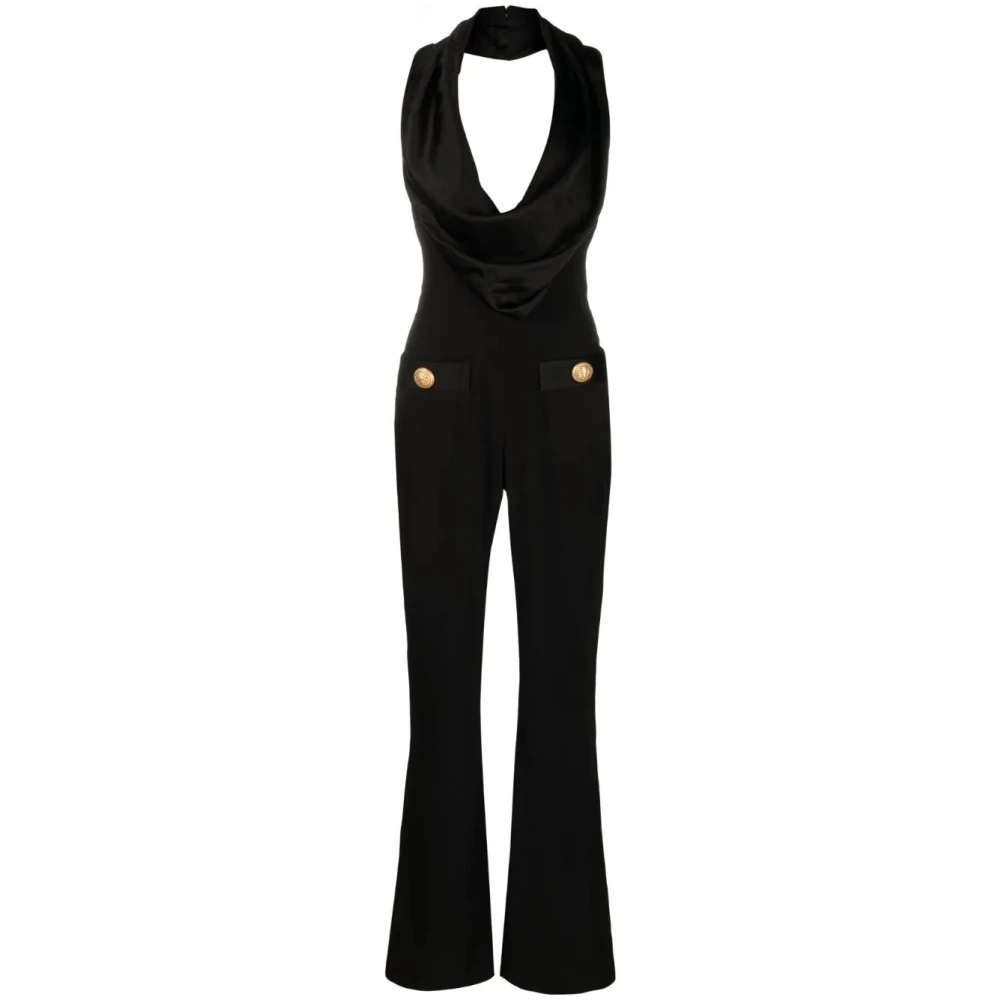 Balmain Black Off-Shoulder Sleeveless Jumpsuit - Female - Jumpsuits - Xs - Jumpsuits & Playsuits