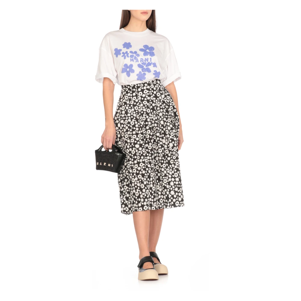 Marni Witte Katoenen T-shirt Ronde Hals Korte Mouwen White Dames