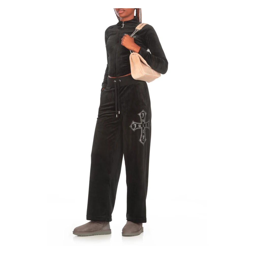 Juicy Couture Zwarte elastische broek met trekkoord Black Dames