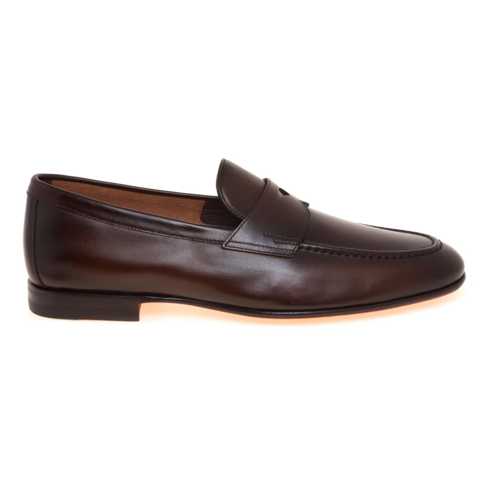 Santoni Brown Loafers, Male, 9 Uk, Carlo Penny Loafer