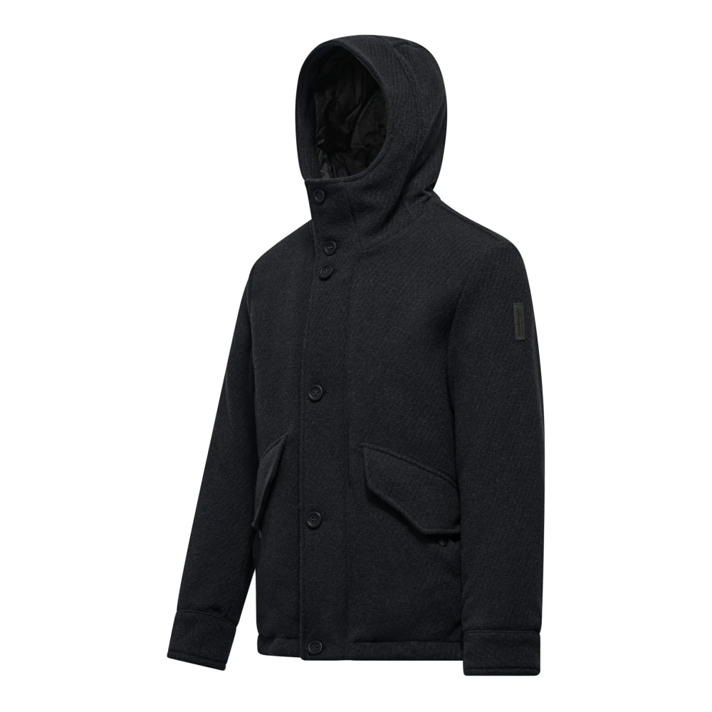 BomBoogie Gewatteerde wollen jas met capuchon Blue Heren