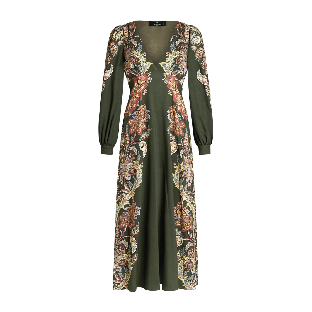 ETRO Groene Paisley Bloemenprint Jurk Multicolor Dames