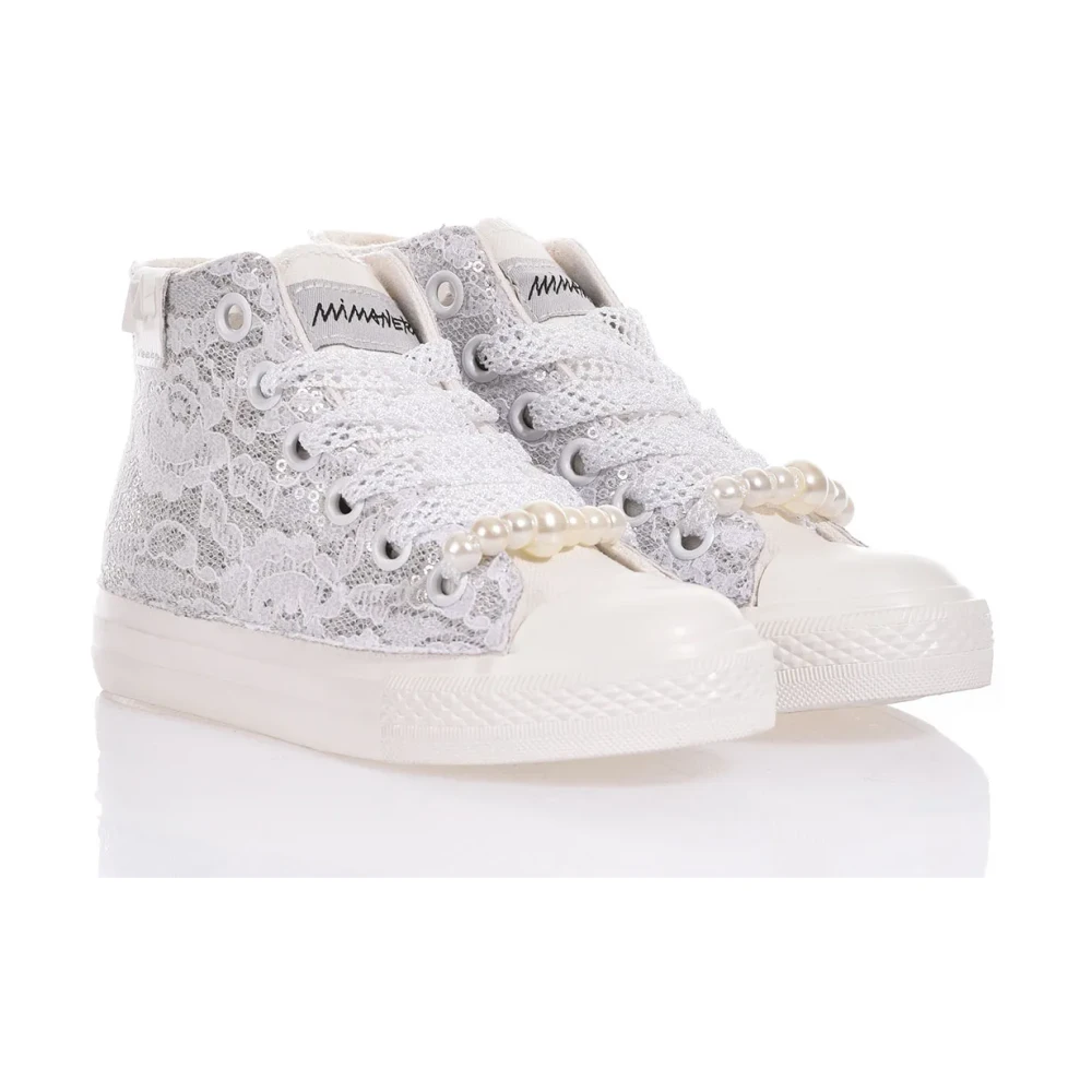 Mimanera Vita Paljetter Spets Sneakers White, Unisex