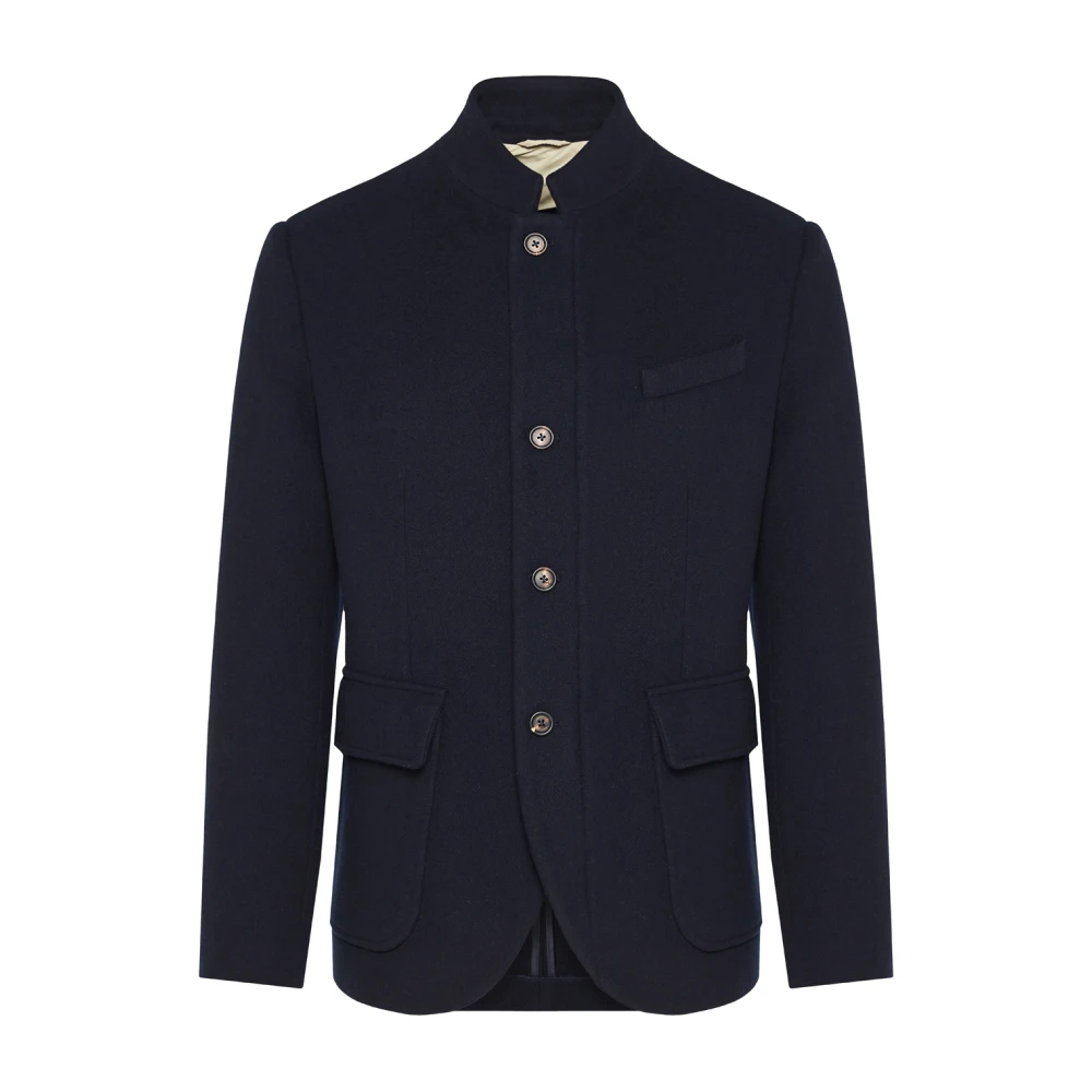 Eleventy Wollen jas met voorste knopen Blue Heren