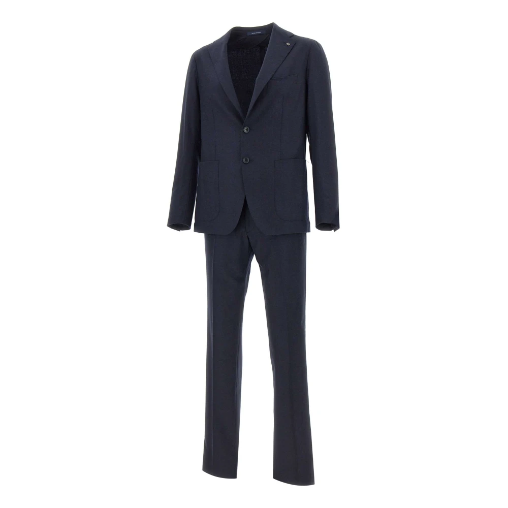Tagliatore Men's Blue Single Breasted Suits, Xl, Single-Breasted Wool And Cashmere Suit