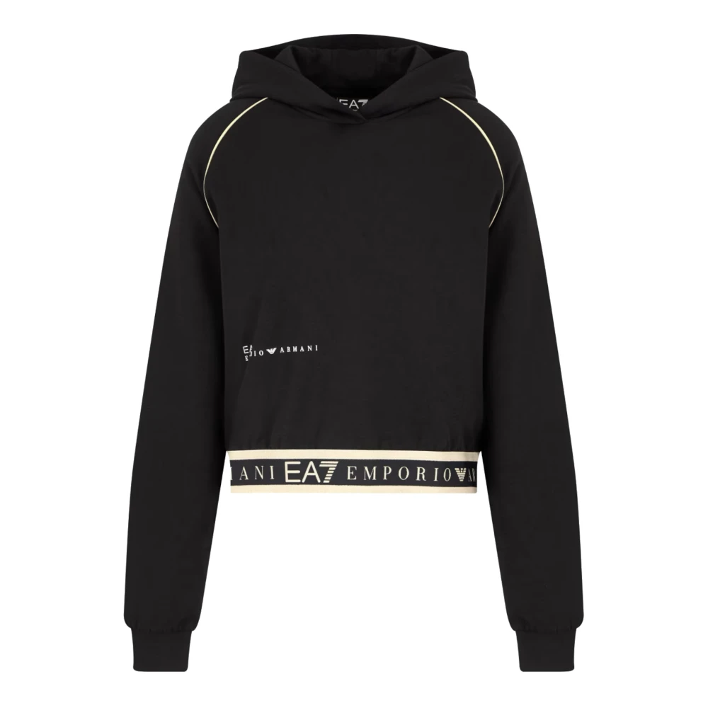 Emporio Armani Ea7 Women's Black Hoodies,, Dynamic Athlete Hoodie Extra Small