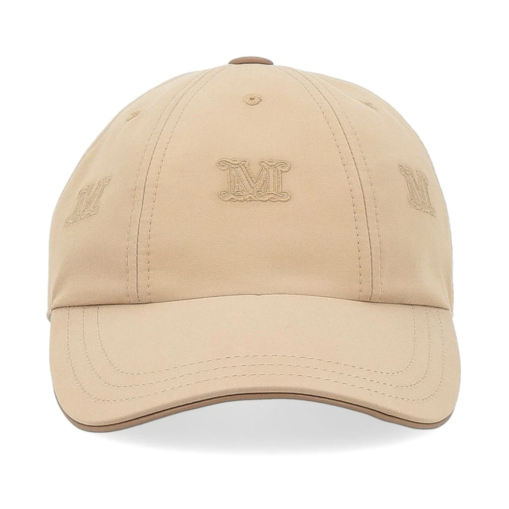 Max Mara Bruine Katoenen Baseballpet met Monogramdetails Brown Dames