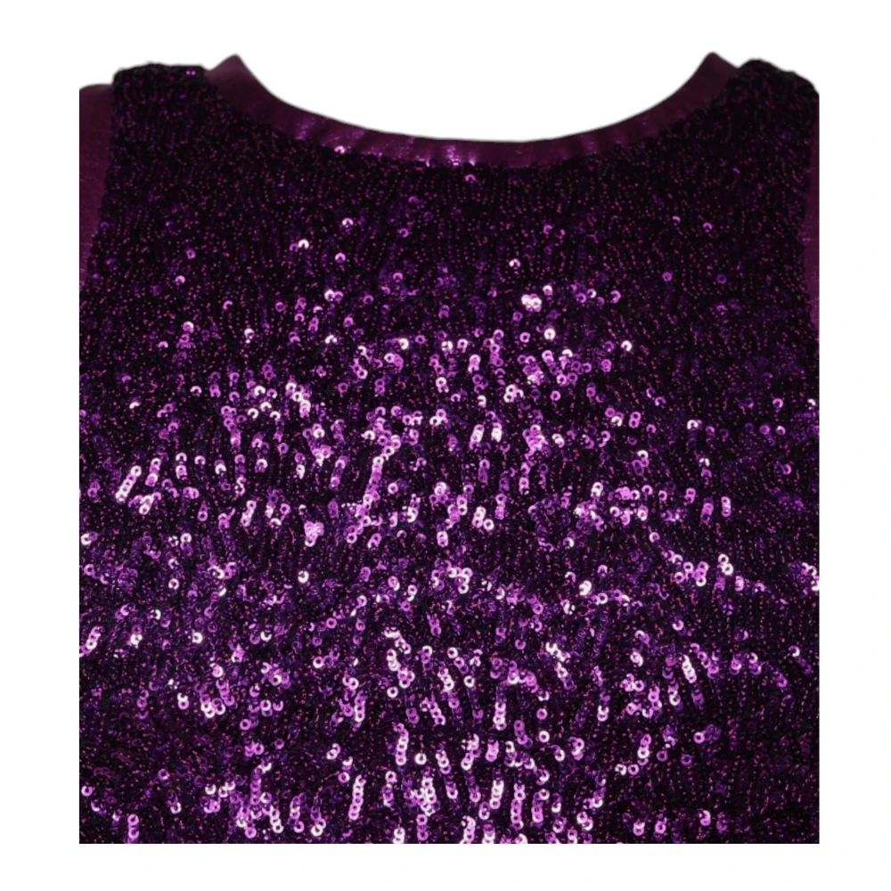 Dolce & Gabbana Paarse Paillet Mouwloze Top Purple Dames