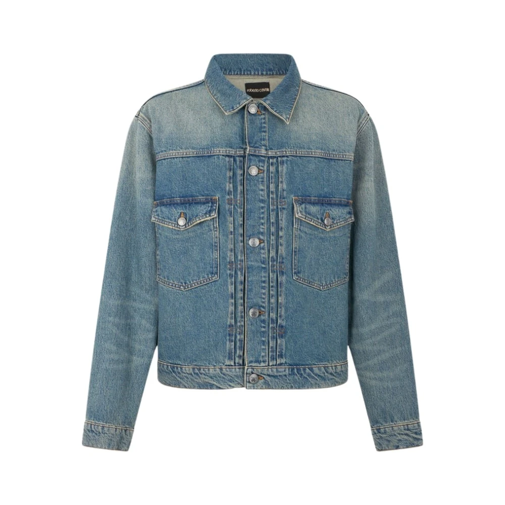 Roberto Cavalli Blue Denim Jacket - Male - Denim Jackets - Blue - Xl - Jackets