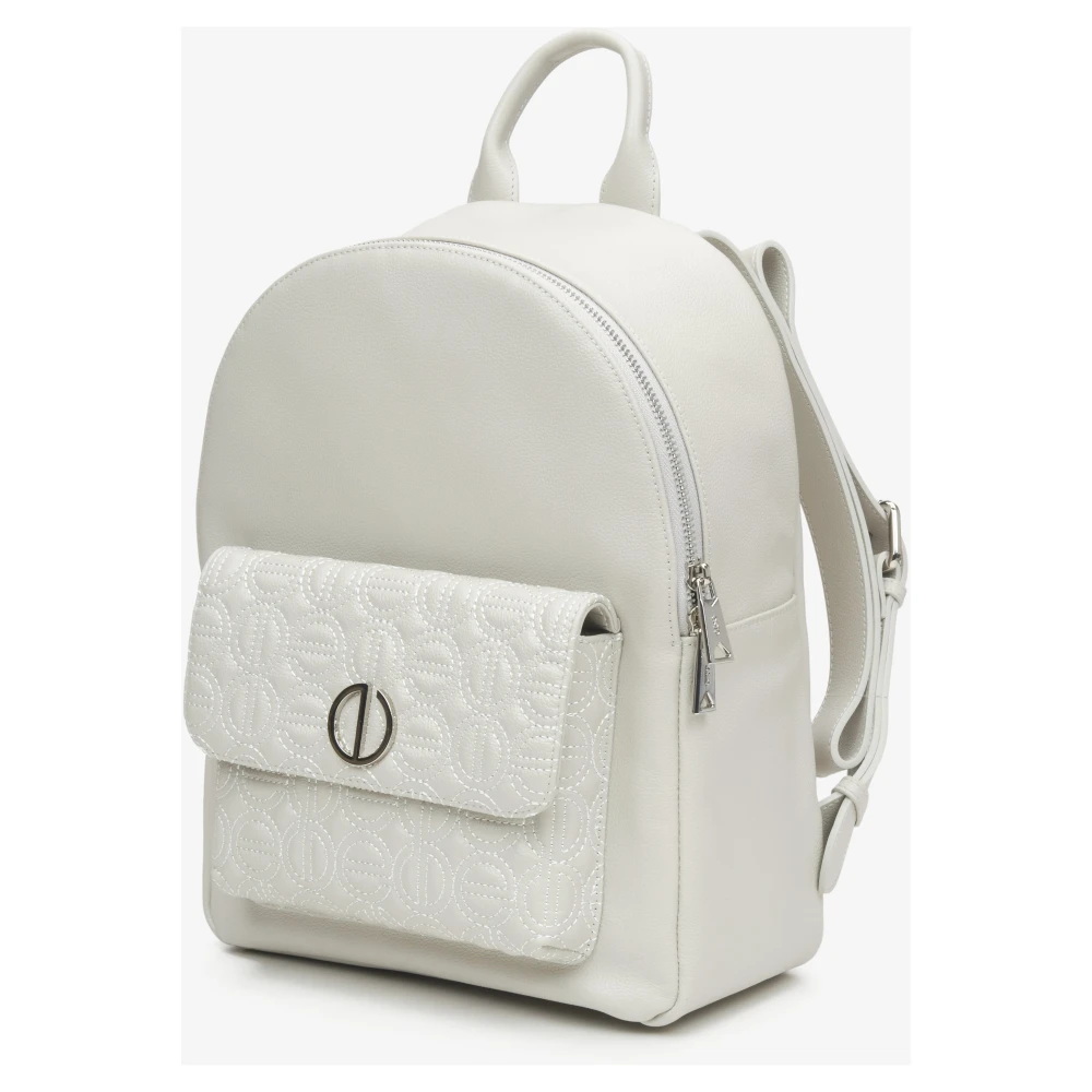 Estro Dames Lichtgrijze Leren Rugzak met Zilveren Details Er00115049 Gray Dames