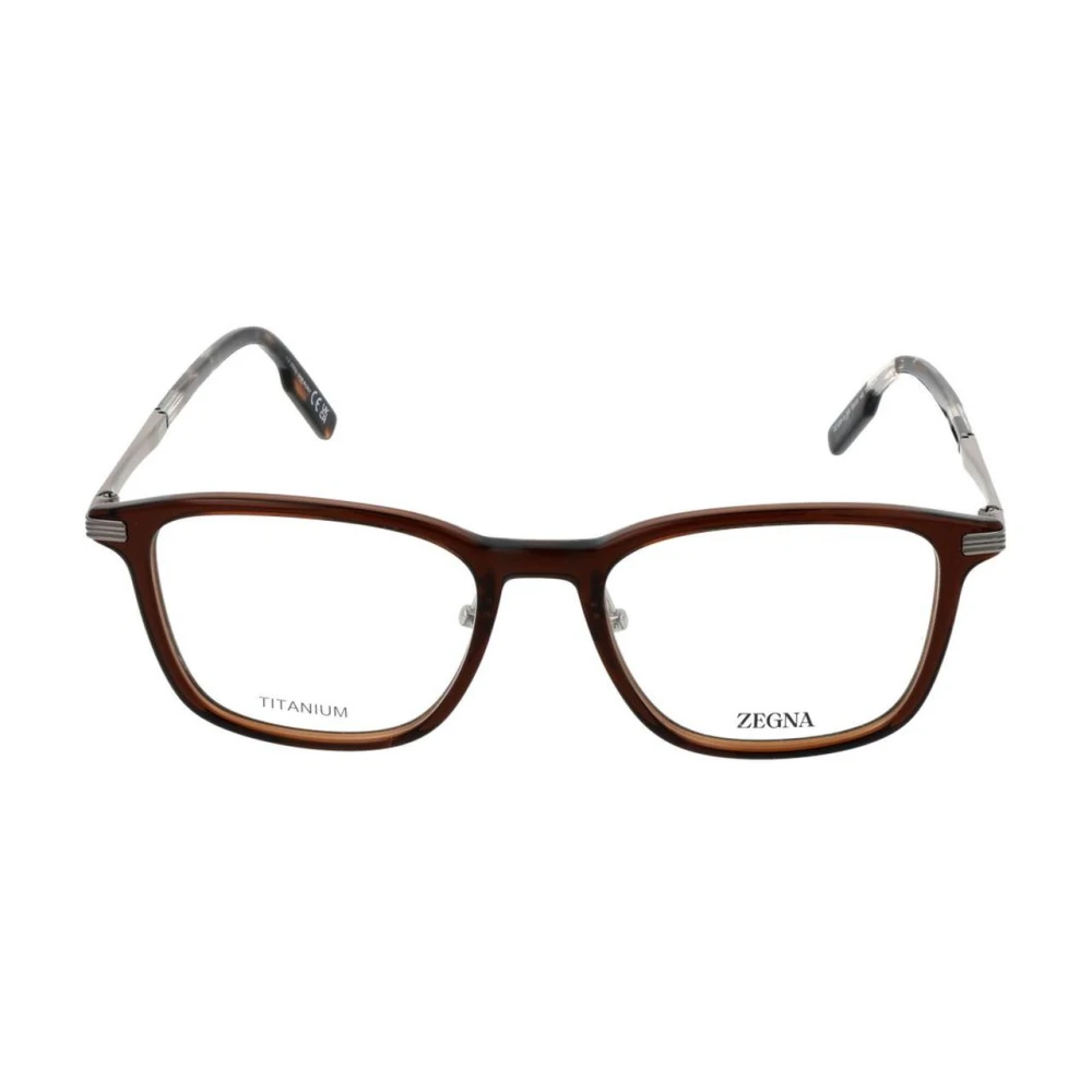 Ermenegildo Zegna Bruine Rechthoekige Optische Monturen Brown Heren