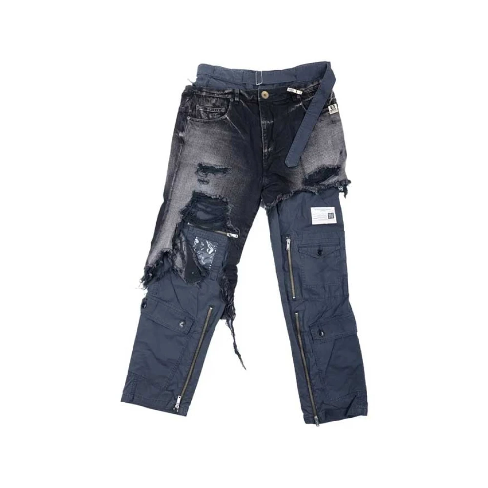 Mihara Yasuhiro Militaire Gelaagde Denim Broek Zwart Black Heren