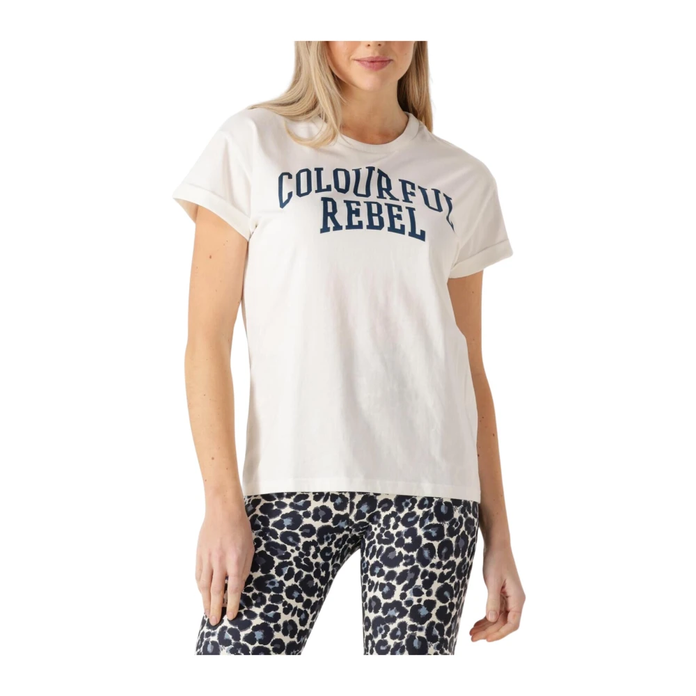 Colourful Rebel Witte CR Print Boxy Tee White Dames