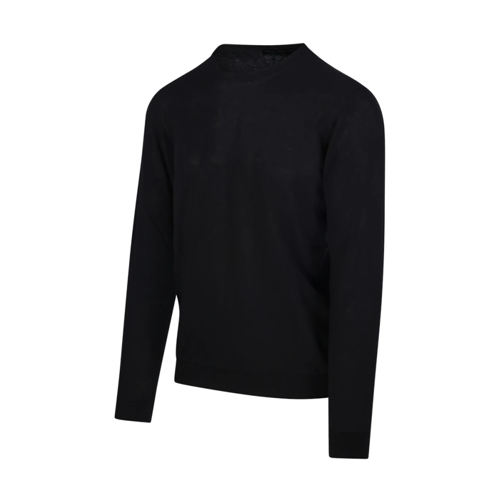 Roberto Collina Zwarte Ronde Hals Trui Rb1009 Black Heren