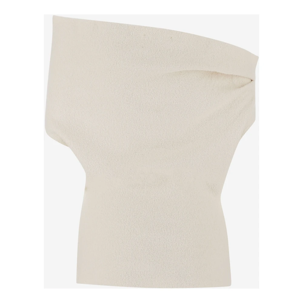 Armarium Ivory Cotton Bouclé Wing Sleeve Top White Dames
