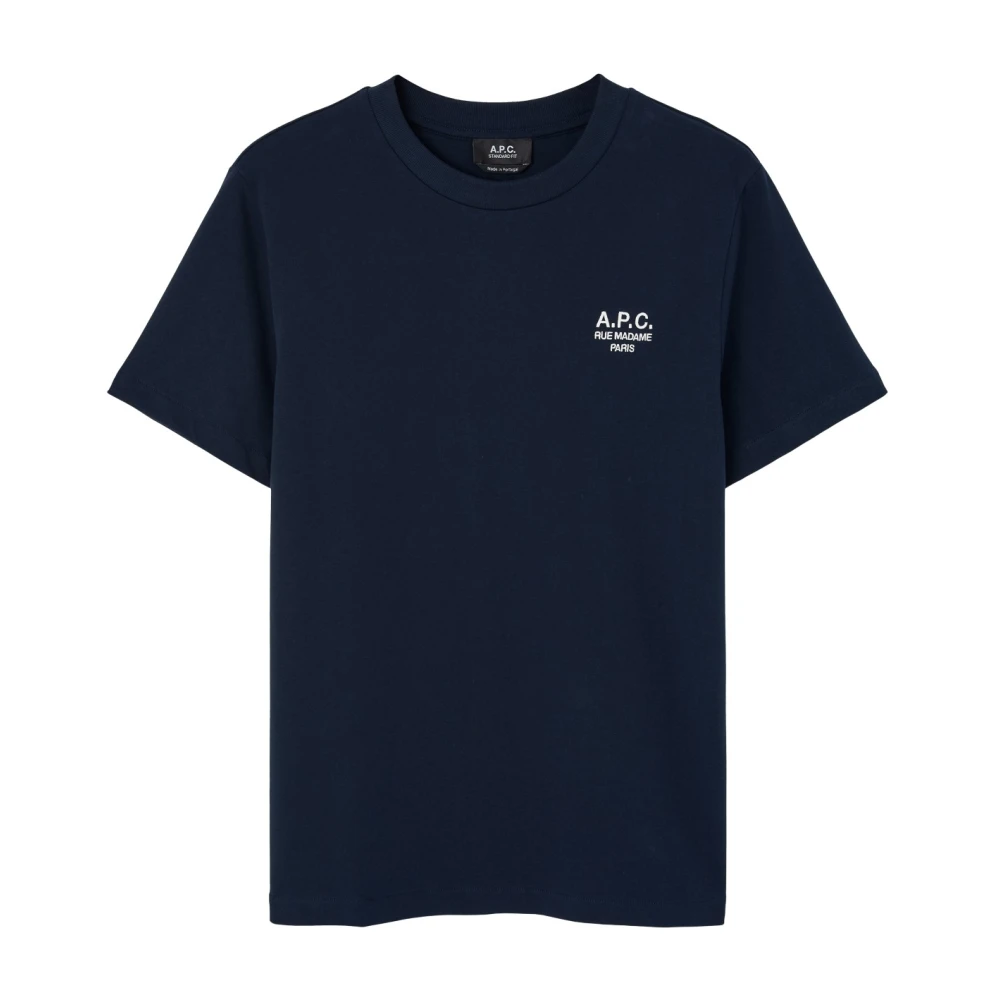 A.p.c. Herr Blå Toppar Xl, Bomull, Logobroderad T-Shirt