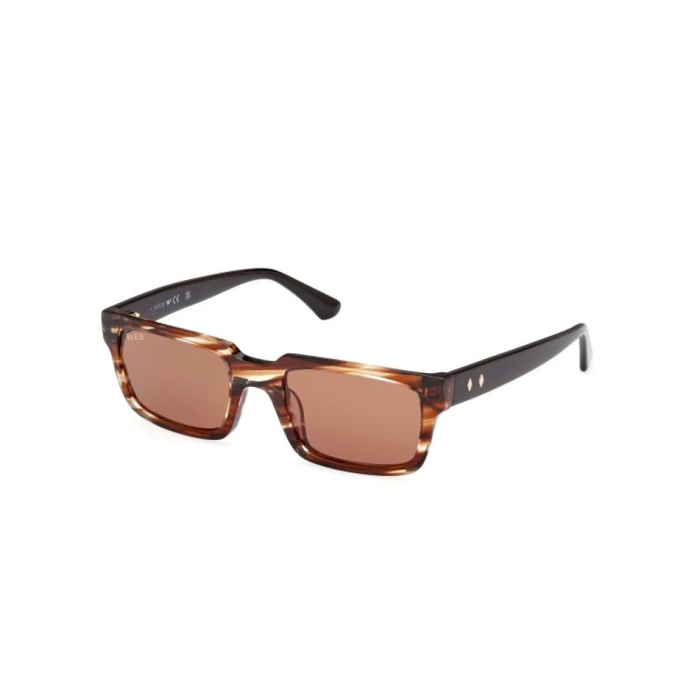 Web Eyewear Brown Sunglasses, Male, 53 Mm, Stylish Sunglasses Dark Rectangular