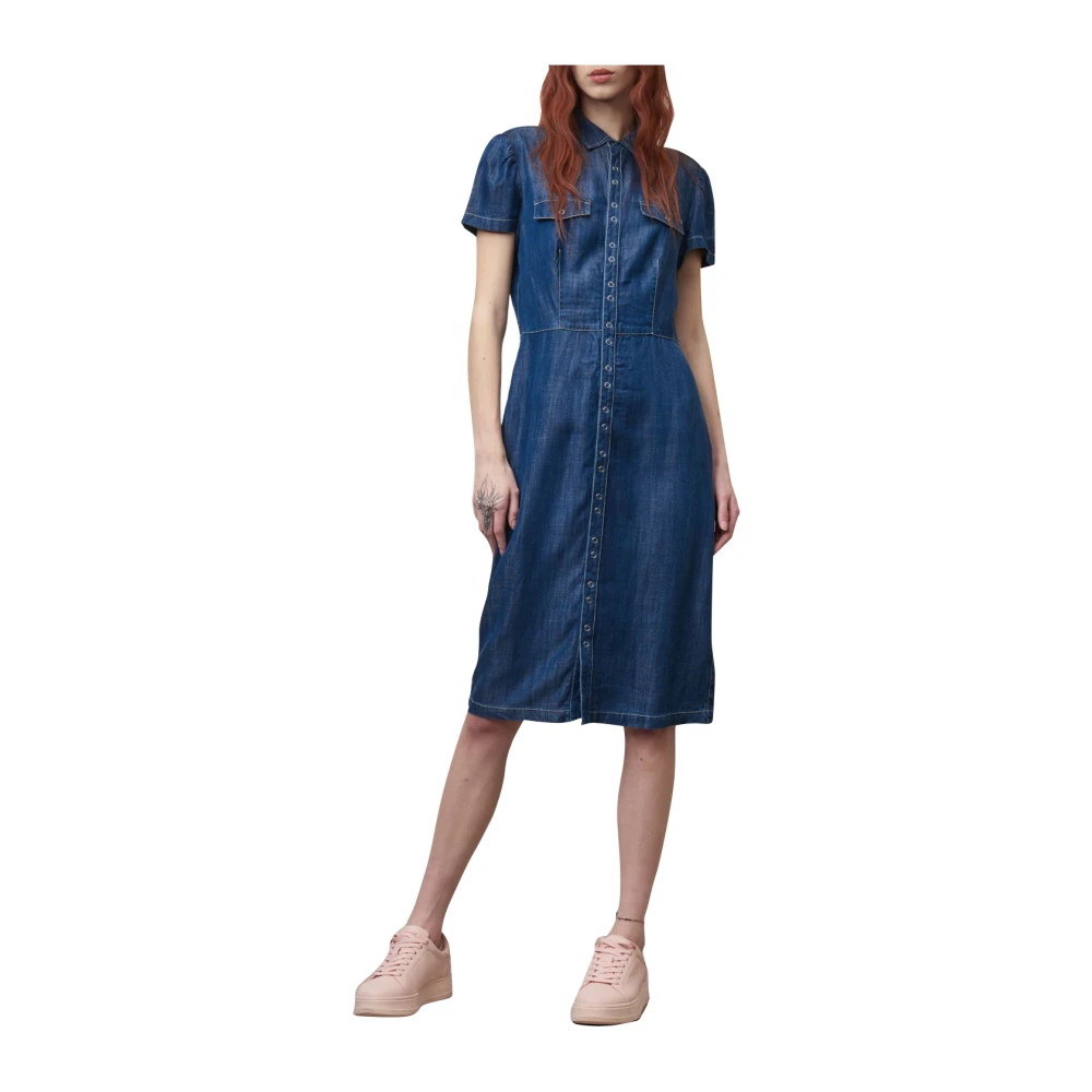 Blauer Denim Jurk met Chambray Mouwen Blue Dames