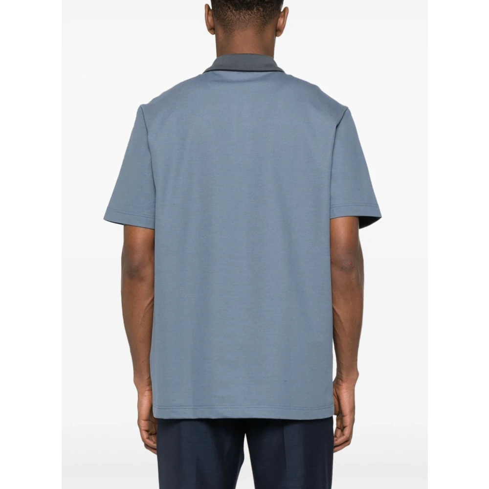 Brioni Polo met geborduurd logo Blue Heren